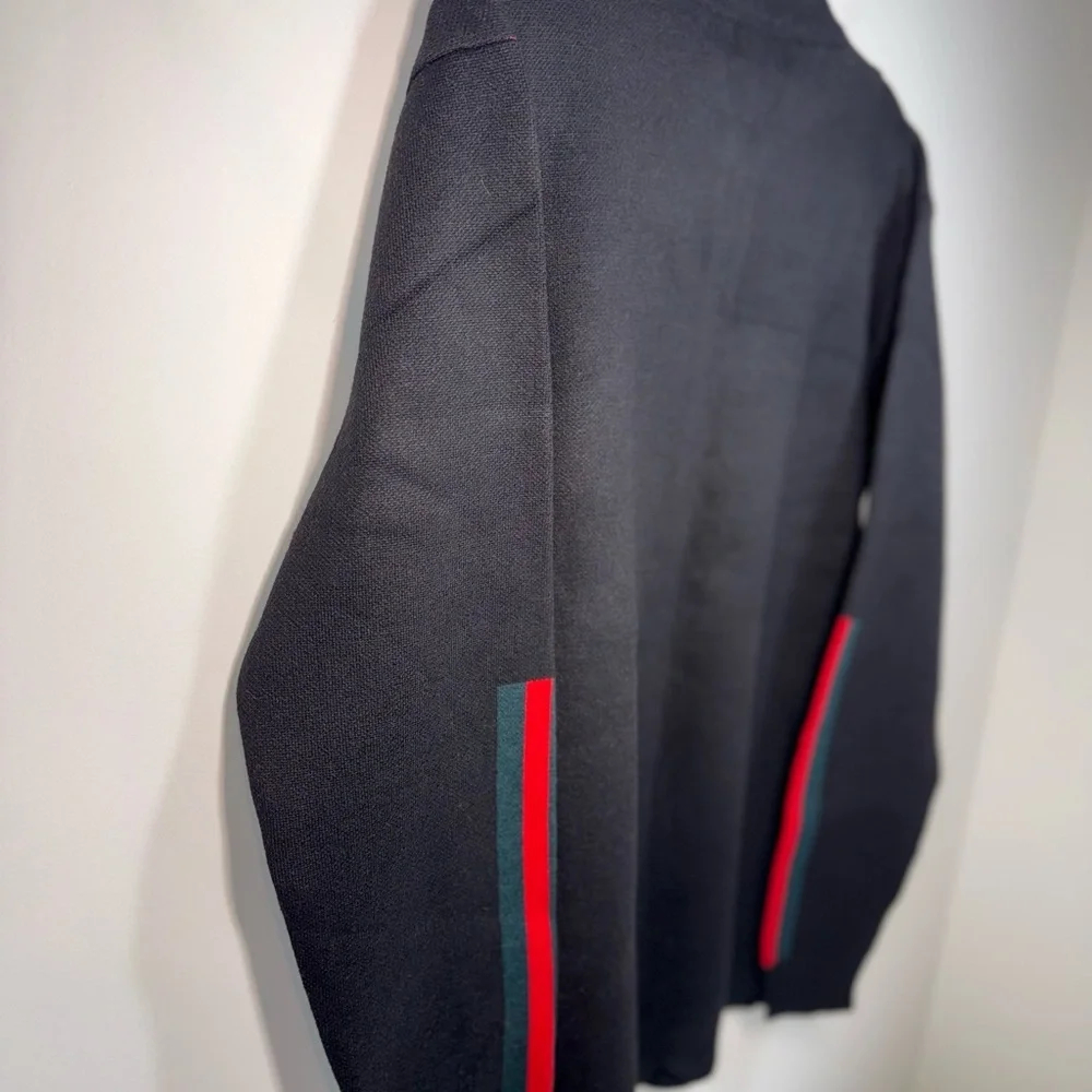 Designer Pazo Mens Black zip up Big/Tall Sweater with Stripes size 2xl NWT